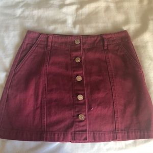 Burgundy denim skirt